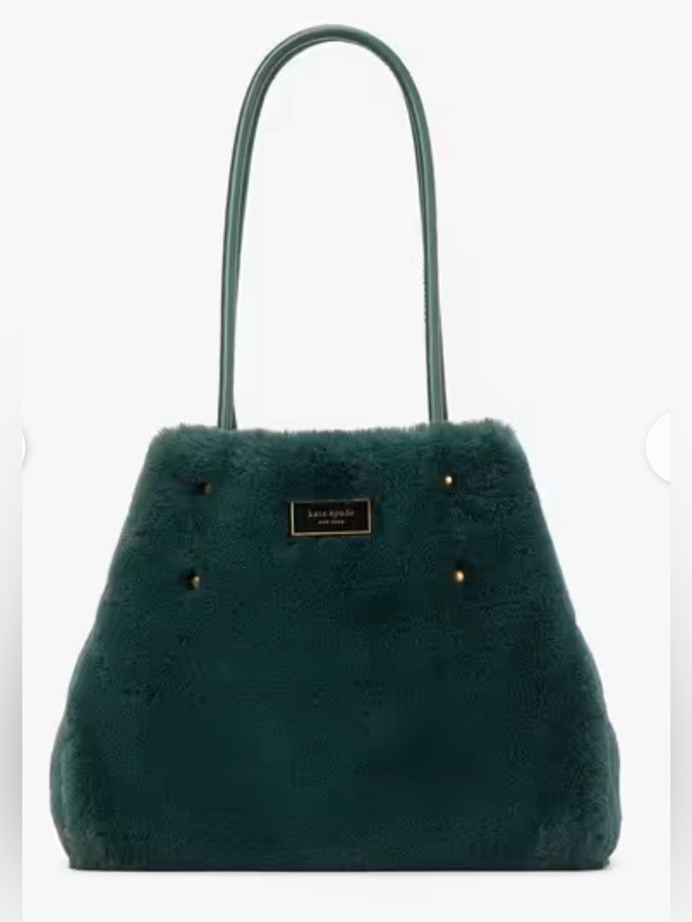 Kate Spade Everything Faux Fur Dark Green Large Tote- great condition, cute! 💚
